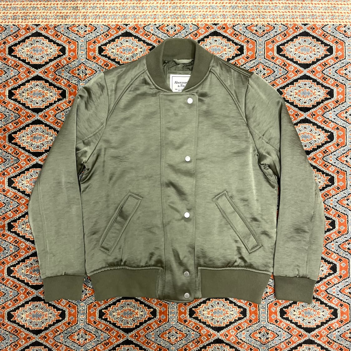아베크롬비 카키 새틴 봄버자켓 블루종 여성M  상품이미지1