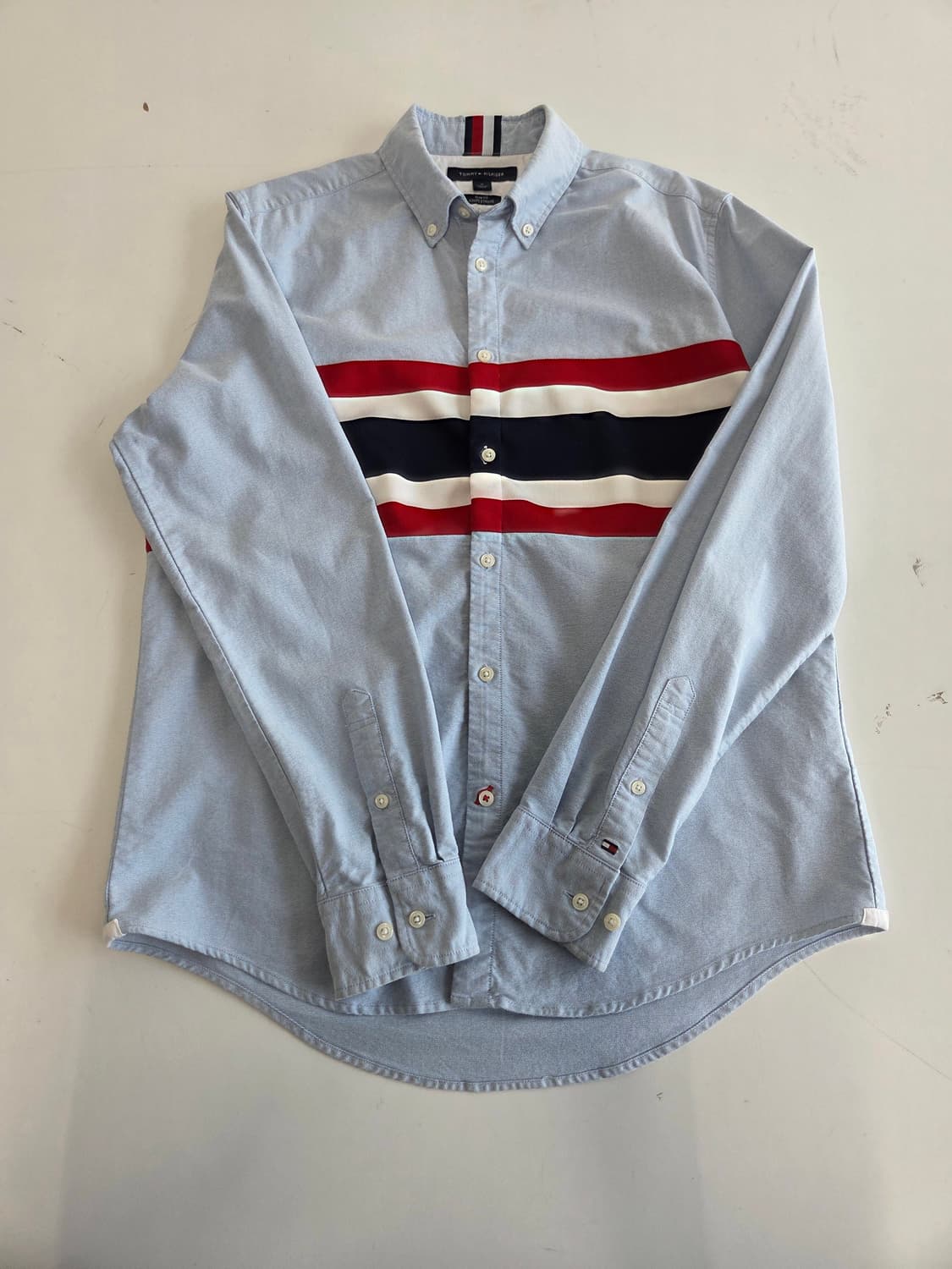 타미힐피거 옥스포드 타미힐피거 스트라이프 셔츠 연청 M 상품이미지3