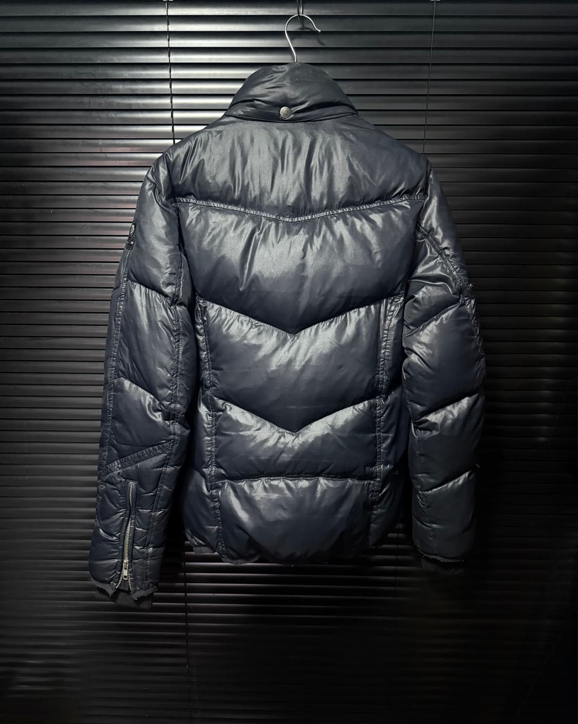 디젤 나일론 다크 네이비 남색 바이커 지퍼 덕다운 오리털 패딩 고스 펑크 상품이미지4