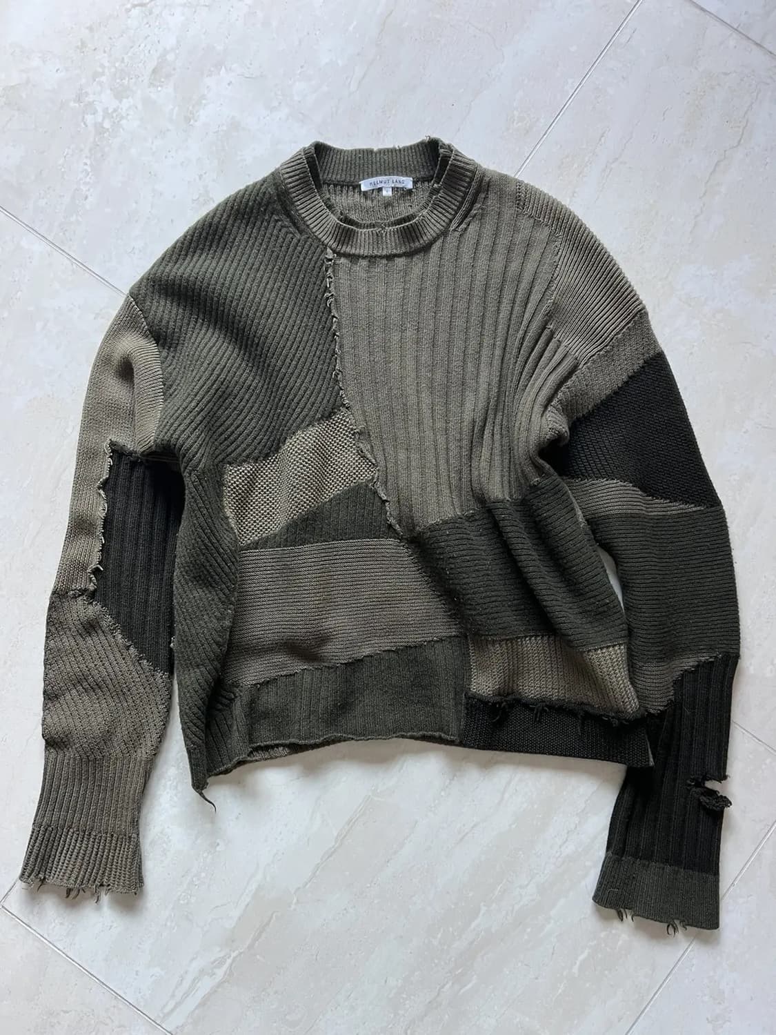 헬무트랭 디스트레스드 패치워크 니트 상품이미지1