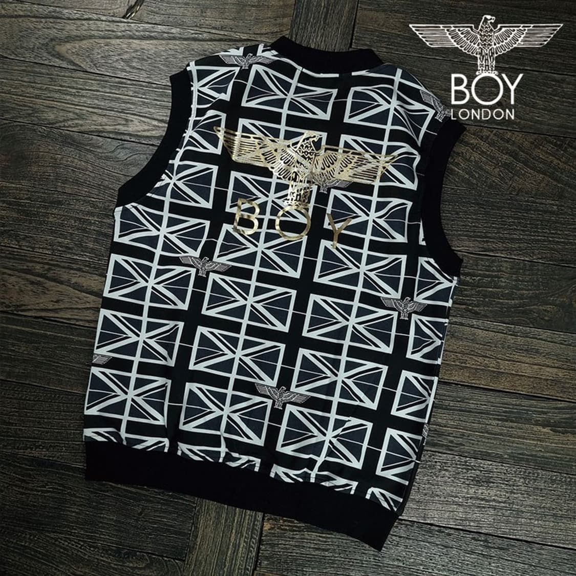 [보이런던] 빅로고 프린팅 기하학 패턴 베스트 조끼 M19310 상품이미지1