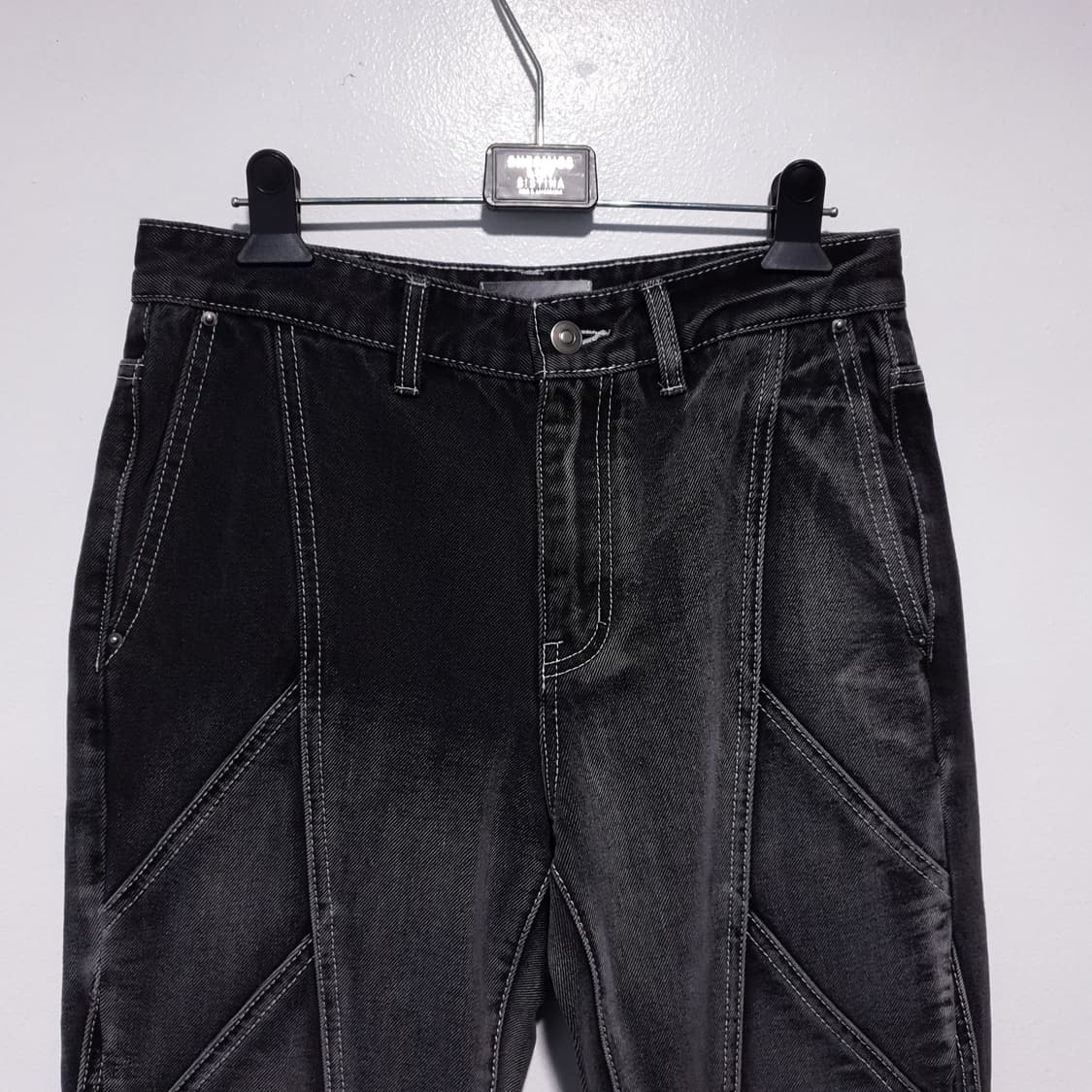 메종미네드 모랄 폭스 절개 흑청 워싱 데님 팬츠 바이커 청바지 30-31 상품이미지3