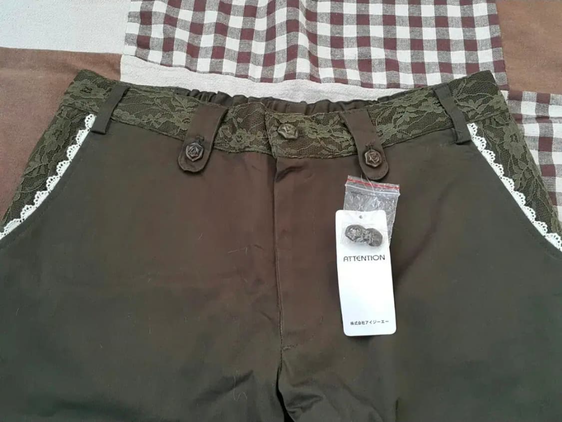 일본빈티지 새제품 axes femme 카키 레이스 바지 상품이미지4