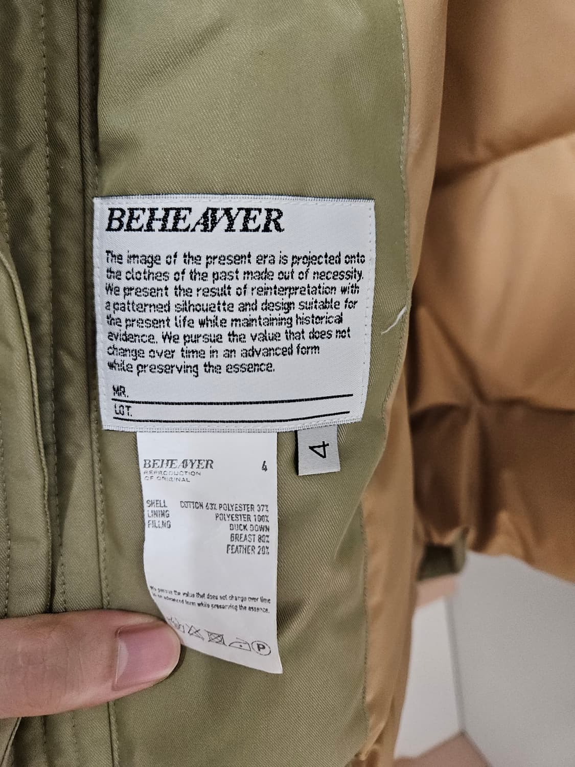 비헤비어 duck down mil vest (Olive) 상품이미지4