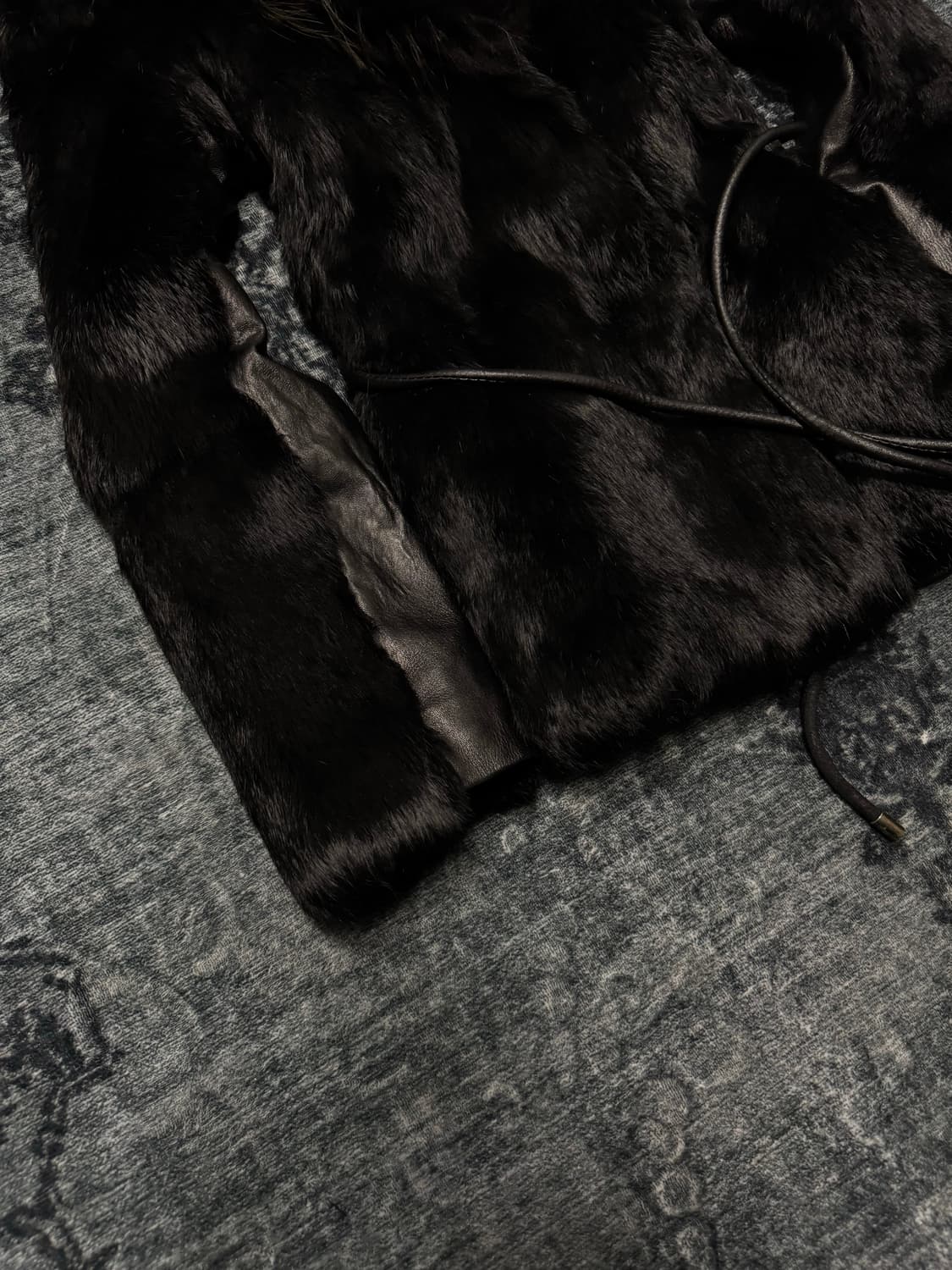 Unknown real fur trimming leather jacket 상품이미지4