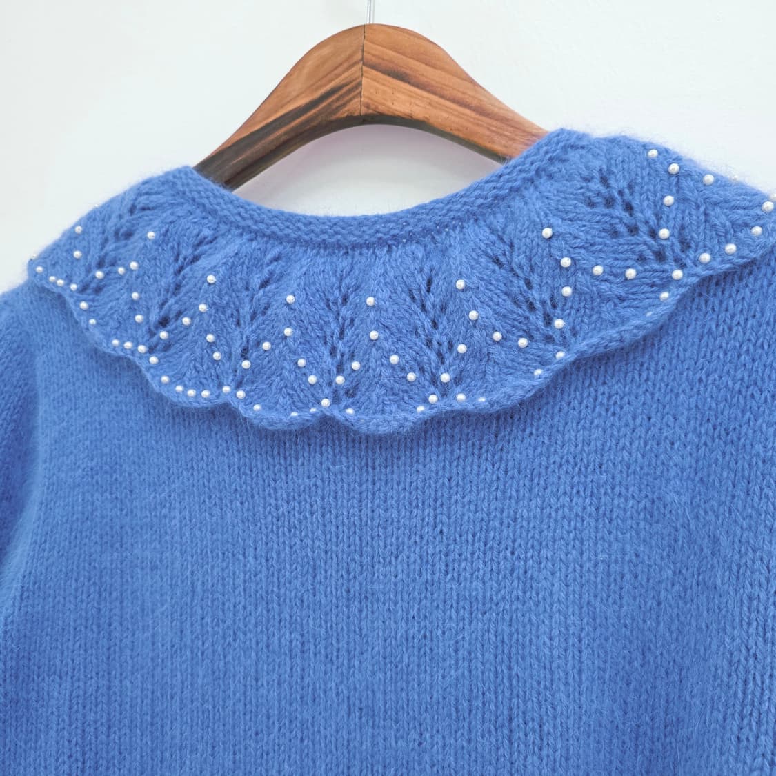 베이비블루  앙고라 빅카라 진주 반팔니트 상품이미지9