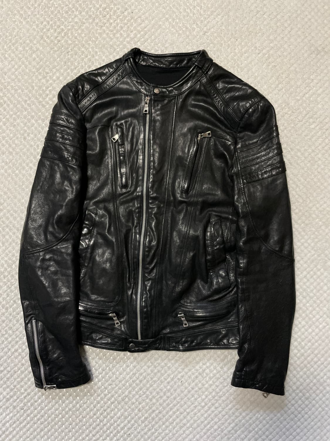 광희시장 웨스턴 무드 램스킨 양가죽 절개 레더 자켓 상품이미지1