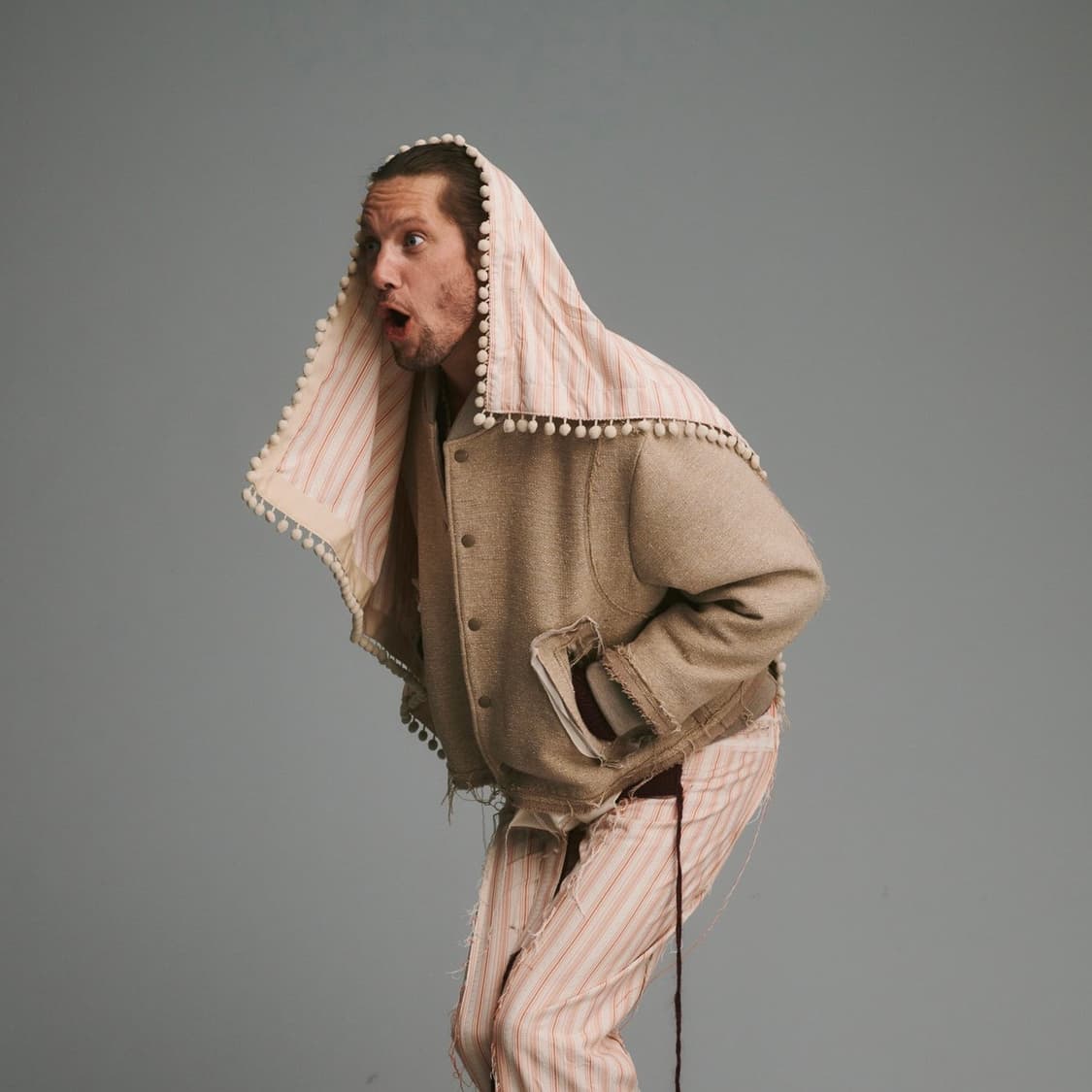 [S,100]미도리카와 컷 오프 울 바시티 자켓 상품이미지3