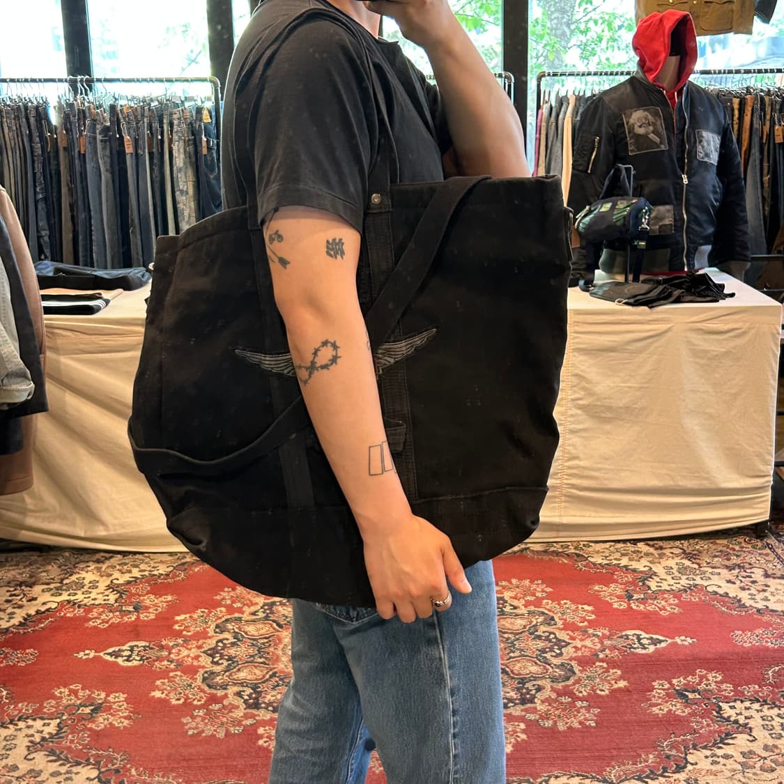 할리데이비슨 캔버스 토트백 숄더백 2way 가방 블랙 상품이미지10