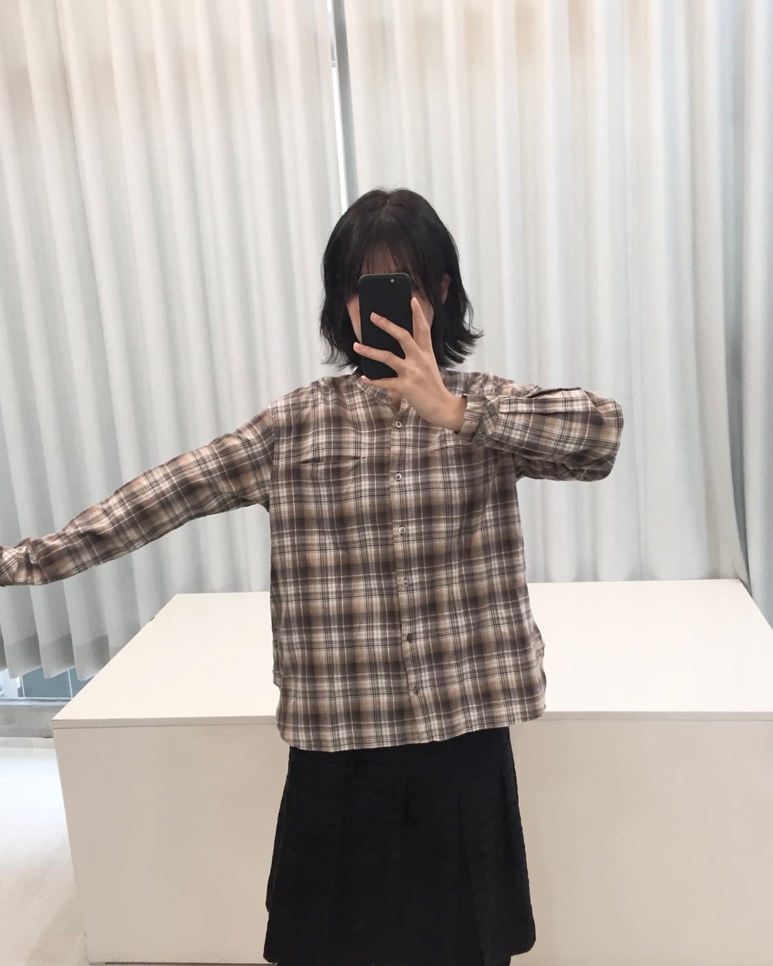 빈티지 모카 체크 셔츠 상품이미지3