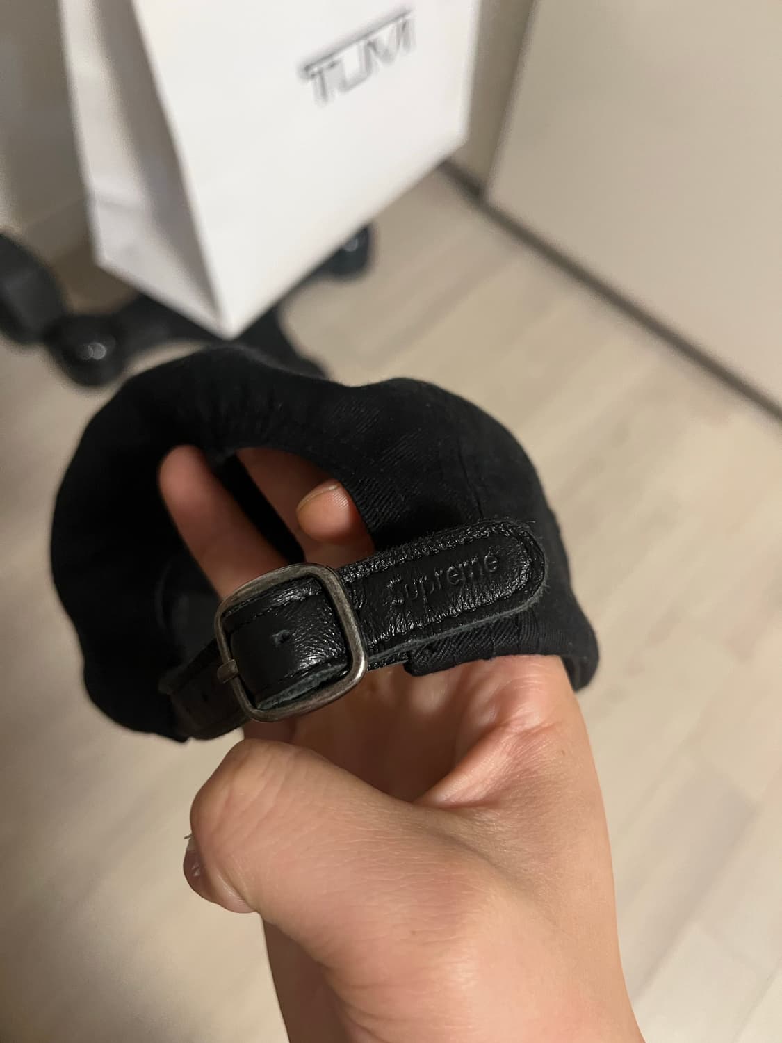 슈프림 워시드 치노 블랙 박스로고 캠프캡 모자 상품이미지3