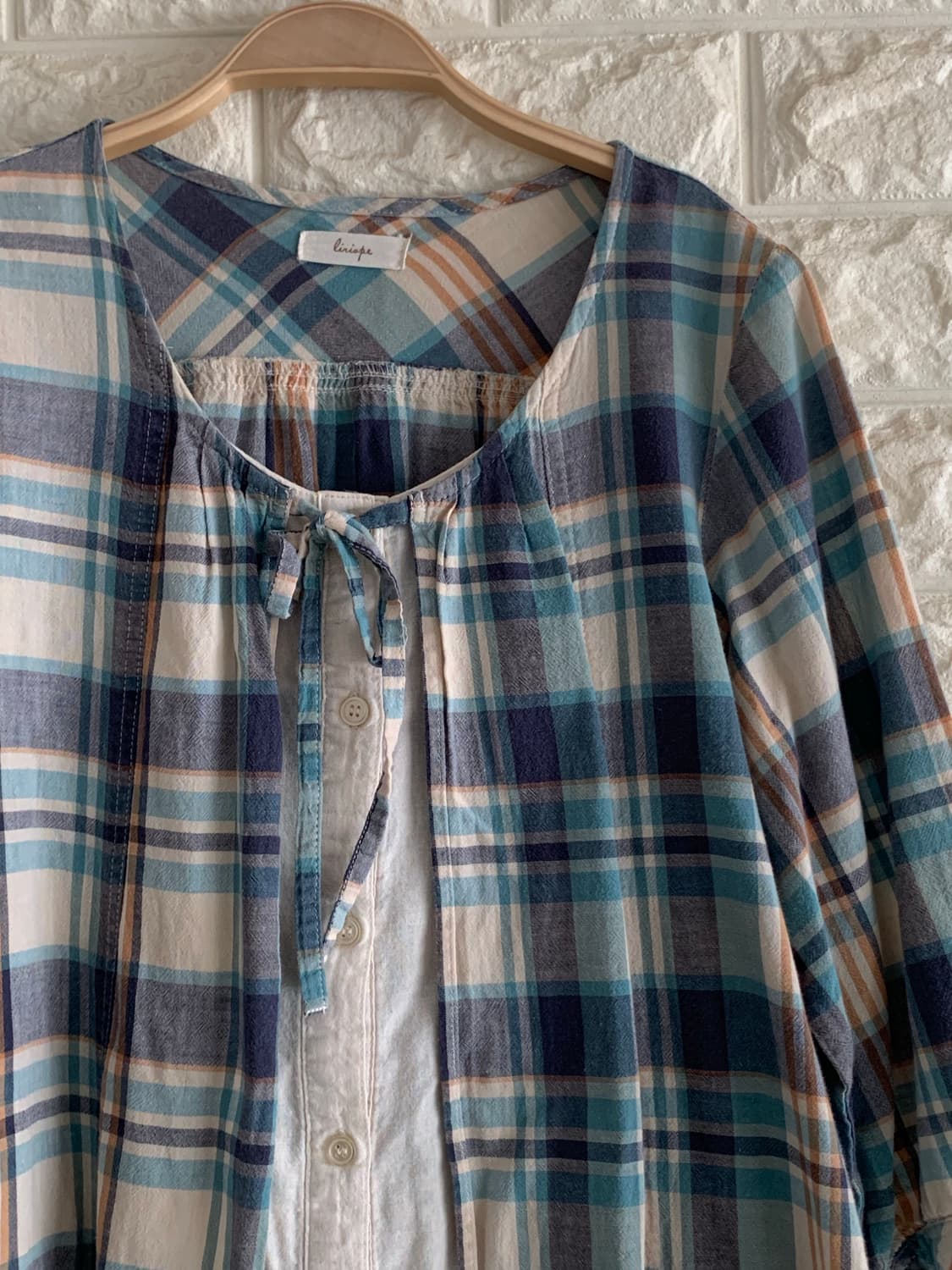 모리 바선생 레이어드 체크 원피스 상품이미지2