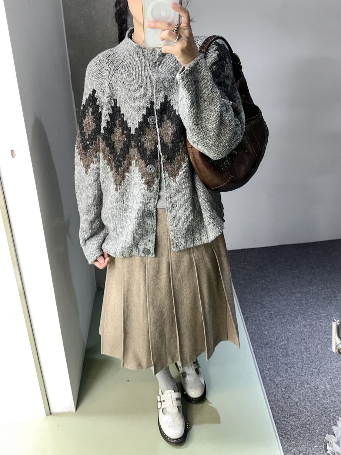 gray argyle knit cardigan 상품이미지4