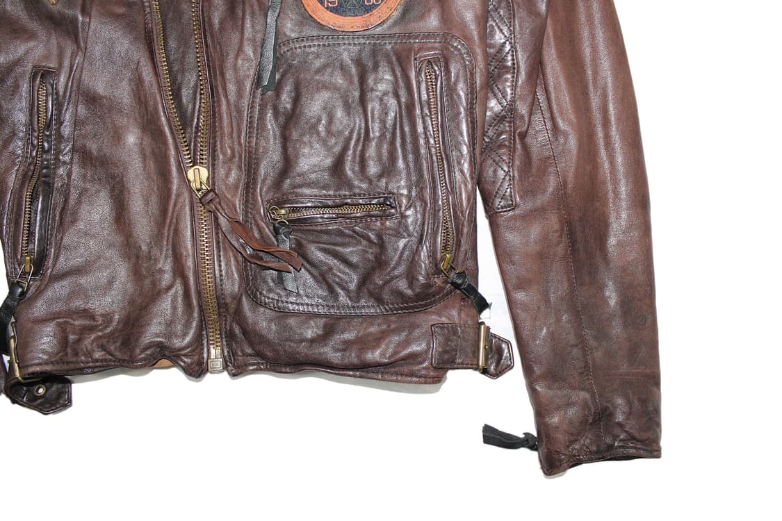 1990s Johnbull 존불 패치워크 레더 바이커 자켓 상품이미지4