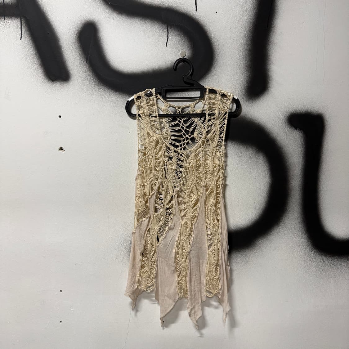 VTG 빈티지 그런지 y2k 크로쉐 레이어드 그물 니트 베스트 상품이미지1