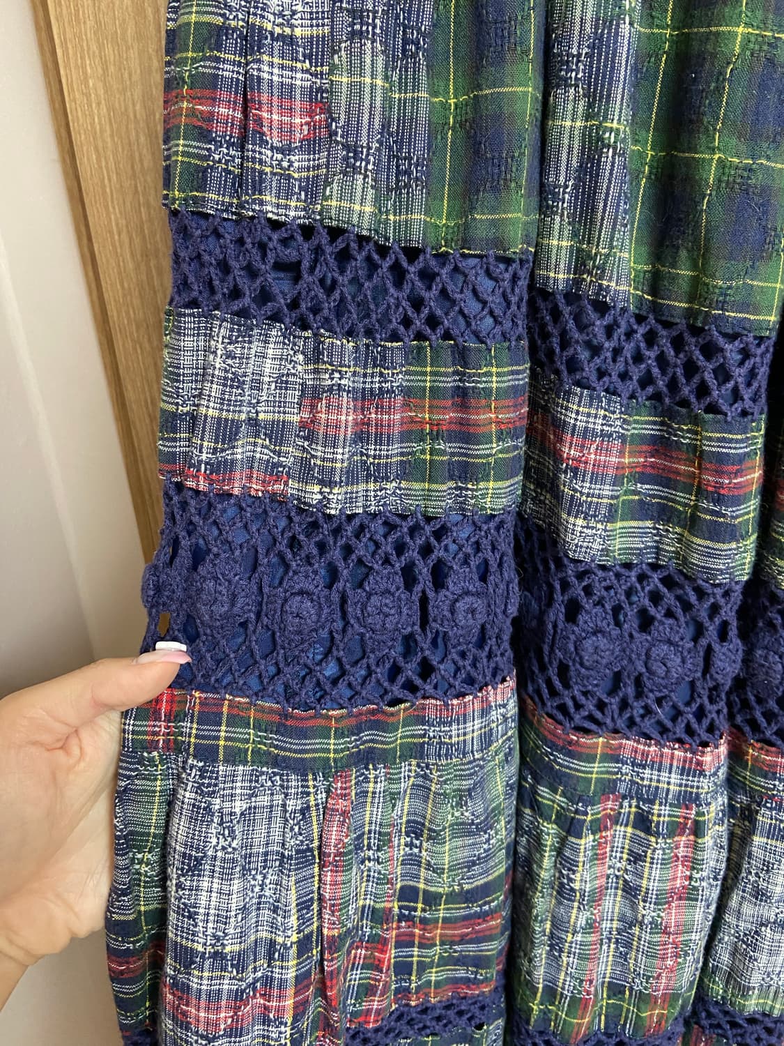 재팬빈티지 체크 롱스커트 네이비 상품이미지2