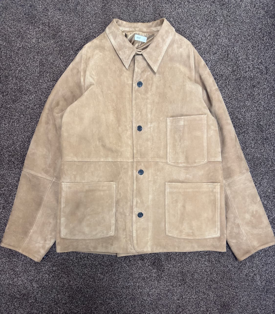 어나더오피스 25FW 레더 커버올 자켓 카멜 (1) 상품이미지2