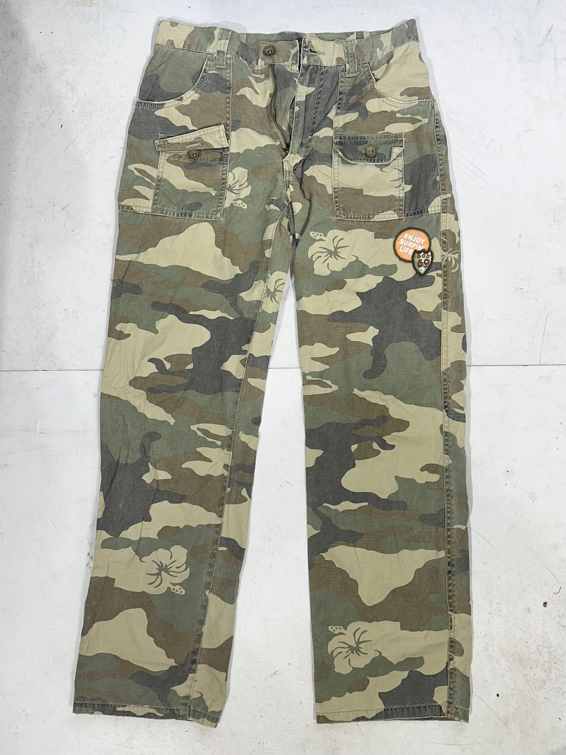 일본 빈티지 베이지 밀리터리 카모 카고 와이드 포켓 디테일 팬츠  상품이미지4