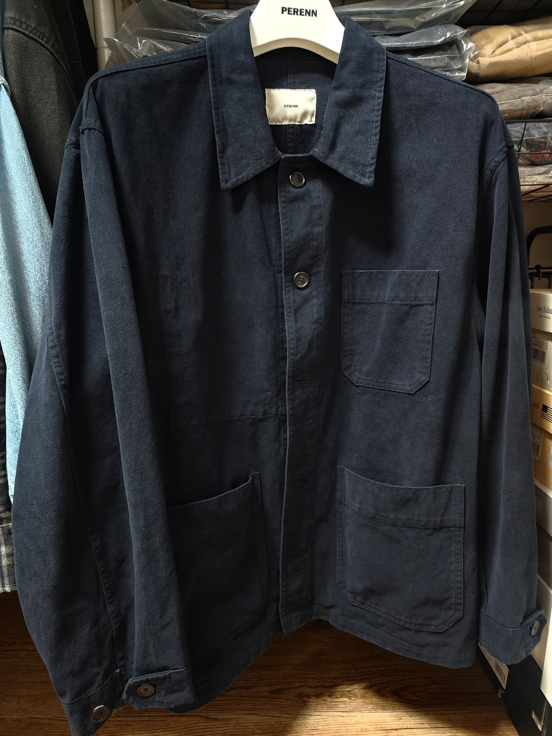 [3] 24AW 퍼렌 몰스킨 워크자켓 네이비 상품이미지1