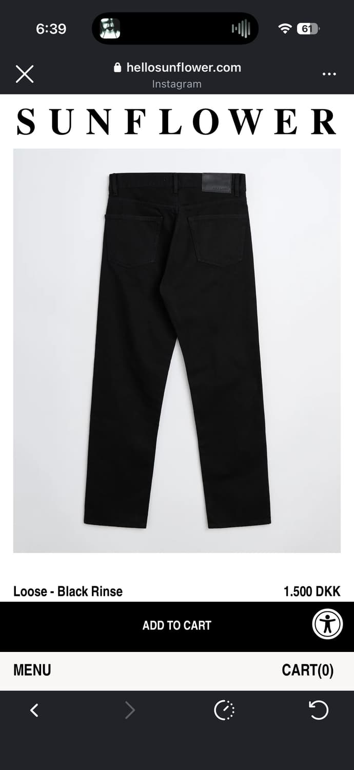 sunflower loose fit denim(black rinse) 상품이미지3