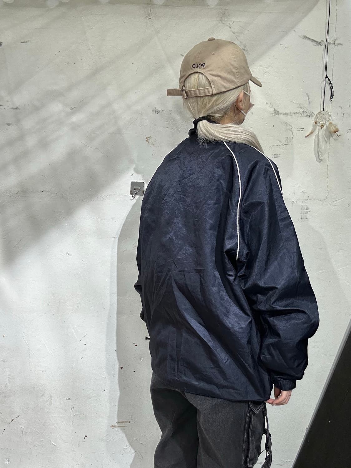 아디다스 네이비 화이트 사이드 라인 바람막이 자켓 M 상품이미지3