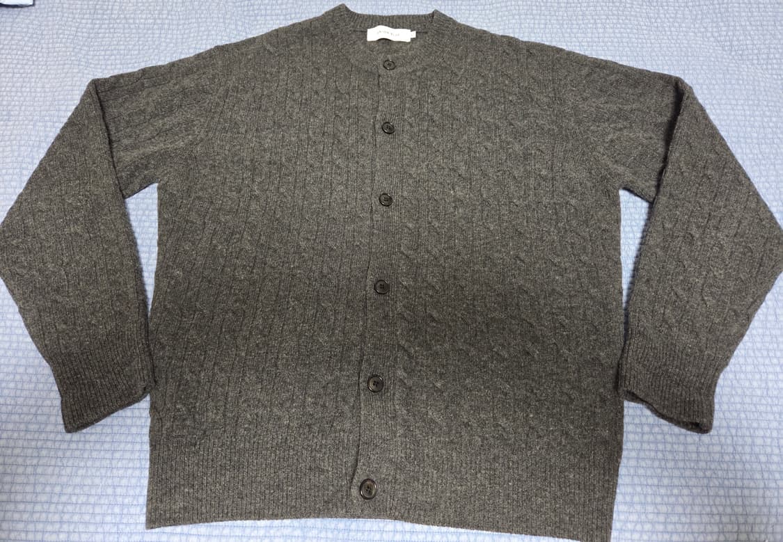 유니온블루 케이블 울 크롭 가디건 챠콜 L 상품이미지2