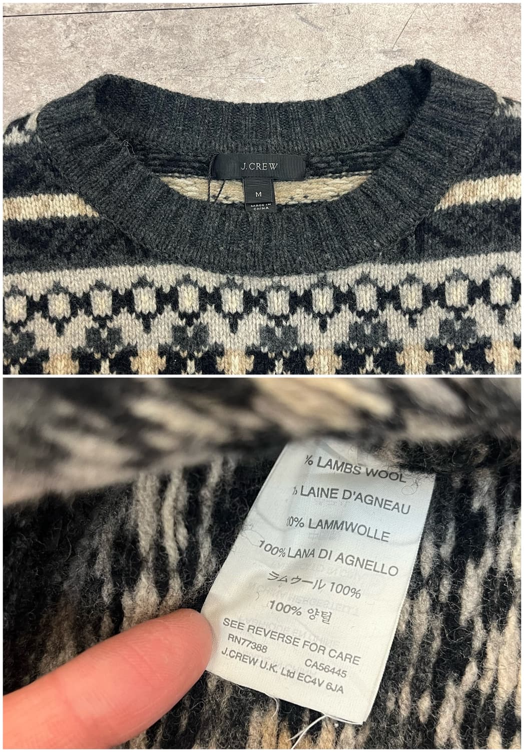제이크루 패턴 램울 니트 차콜 M #csz2796 상품이미지4