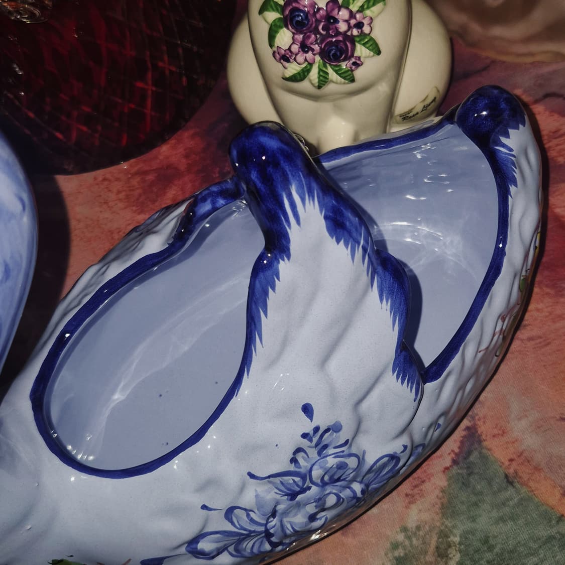 90s 포르투갈 핸드메이드 플로랄 대형 백조 홀더 상품이미지9