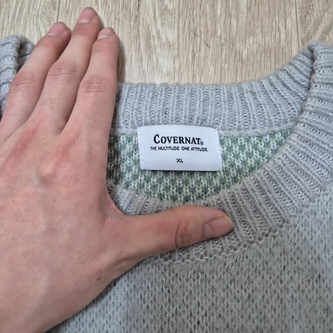 커버낫 다이아몬드 패턴 라운드 니트 XL(105) 상품이미지4