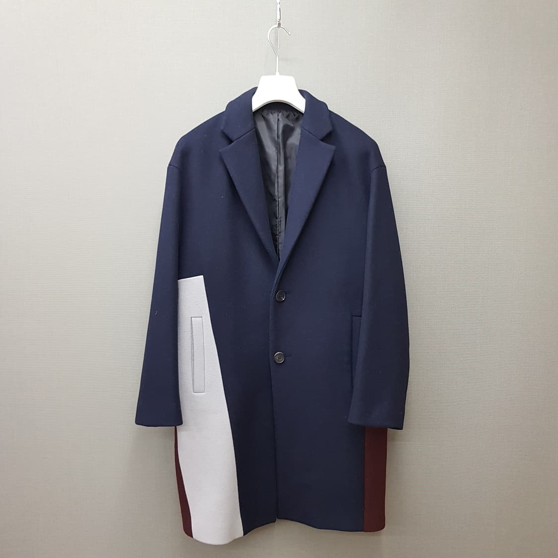 한섬 시스템 이탈리안 패브릭 울 캐시미어 블록 코트 100사이즈 상품이미지1