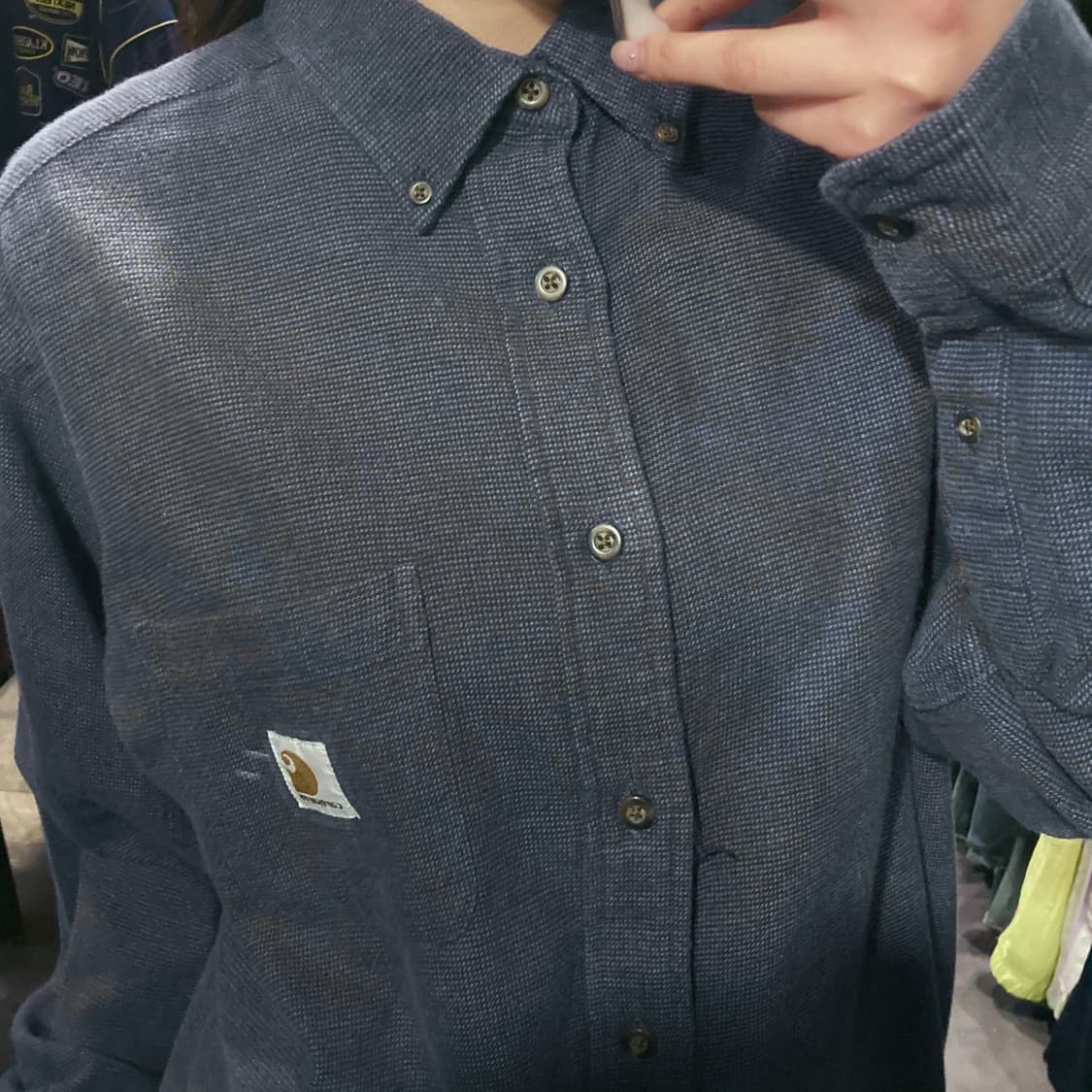 [IM] 칼하트 울 헤링본 긴팔셔츠 네이비 상품이미지5