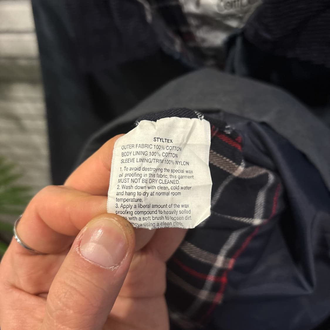 EURO VINTAGE 코듀로이 코튼 왁스자켓 체크안감 디테일 블루 상품이미지7