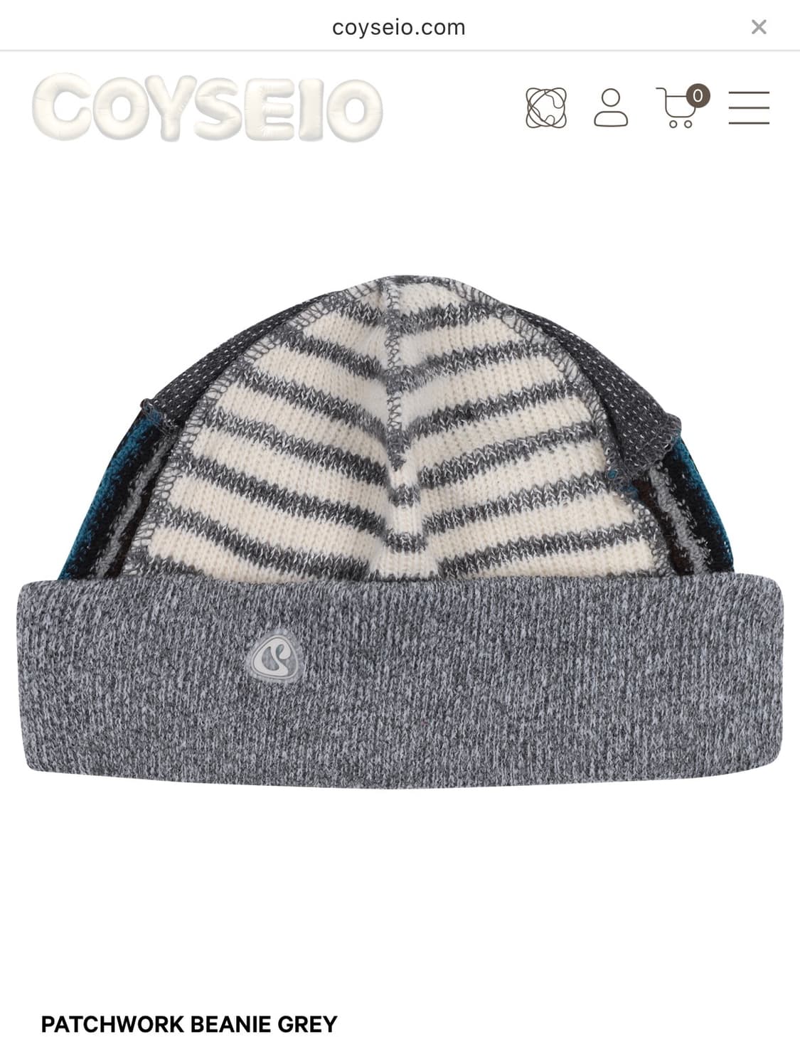 코이세이오 PATCHWORK BEANIE GREY 상품이미지1