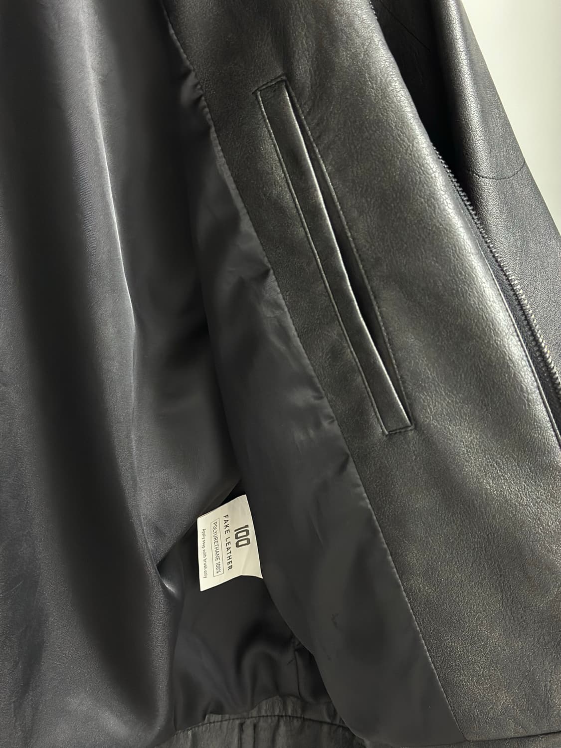 [M] 남자 빈티지 워싱 레더 바이커 자켓 상품이미지5