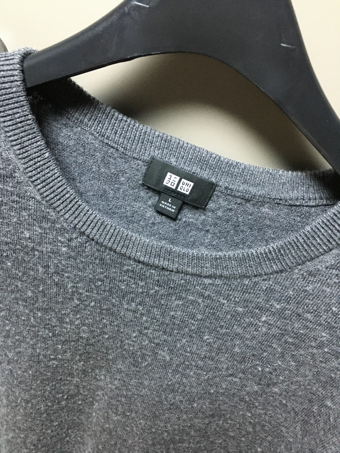 유니클로 메리노 울 크루넥 스웨터 그레이 L 상품이미지2