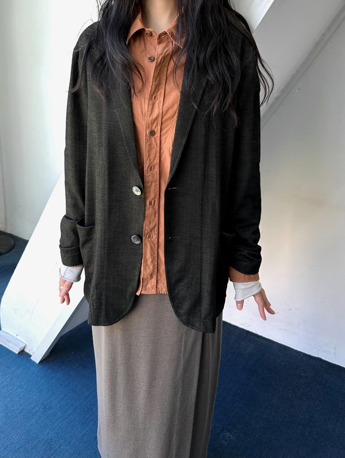 Loose design light wool single jacket 상품이미지2