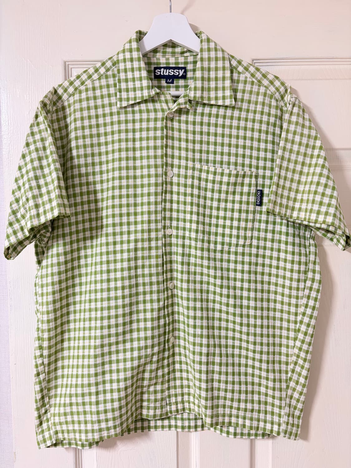 (M) 90s 빈티지 올드 스투시 체크 반팔 셔츠 상품이미지1