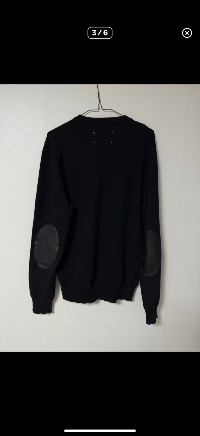 마틴 마르지엘라 레더 엘보우 패치 니트(블랙) 상품이미지1