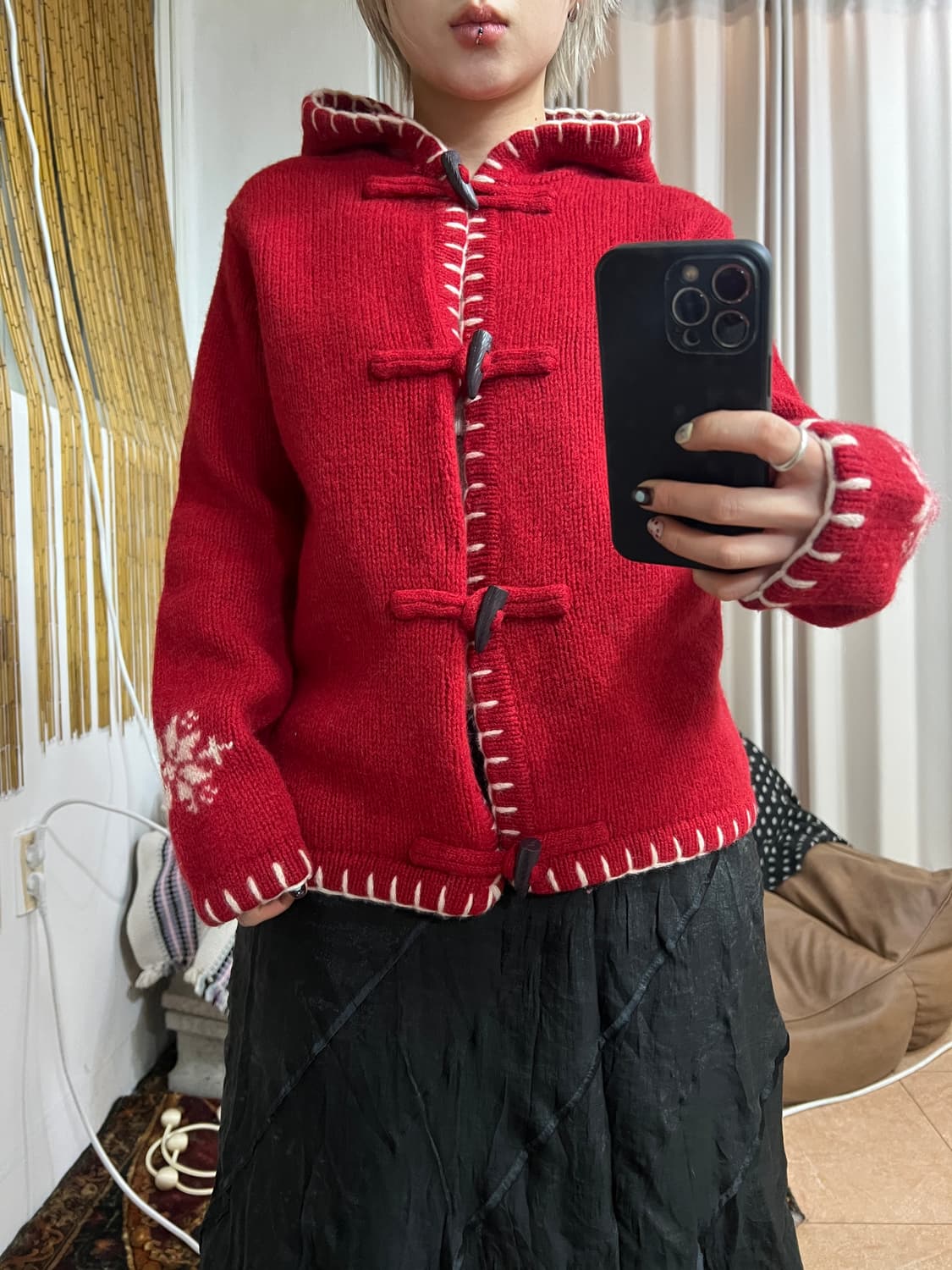 떡볶이단추 니트 후드 가디건 상품이미지1