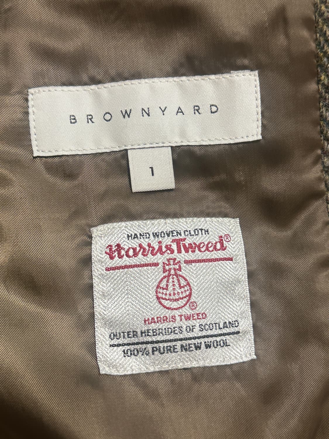 [새상품 1] 브라운야드 해리스트위드 테일러드자켓 올리브 상품이미지3