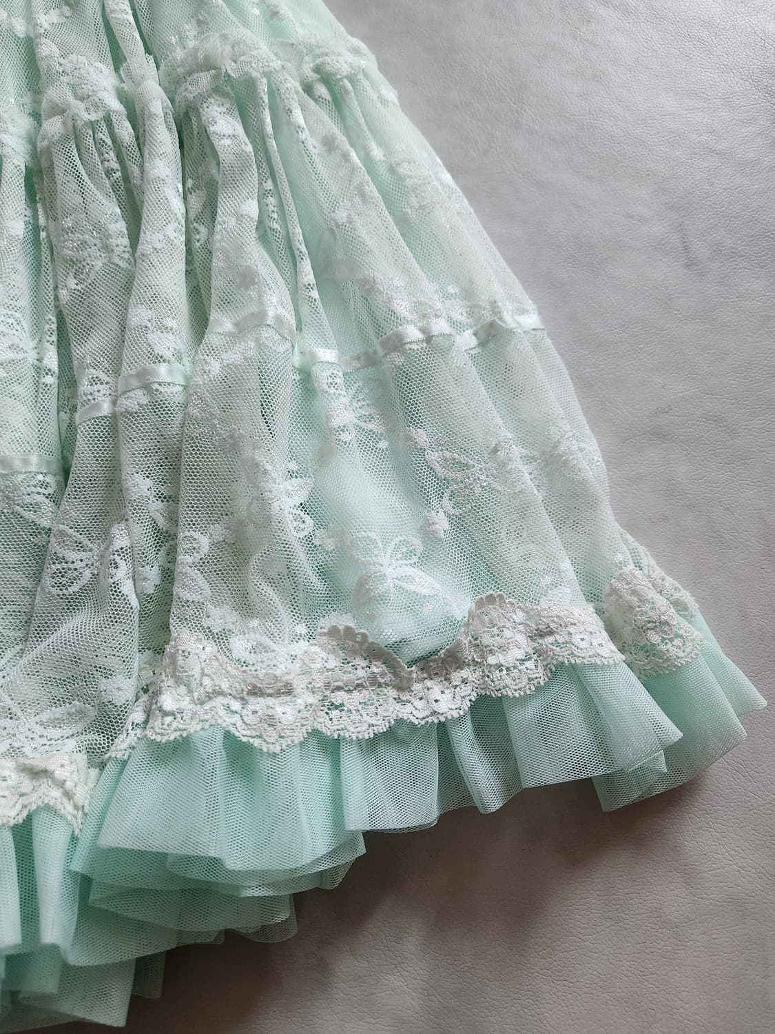 엑시즈팜 민트 레이스 레이어드 스커트 상품이미지4