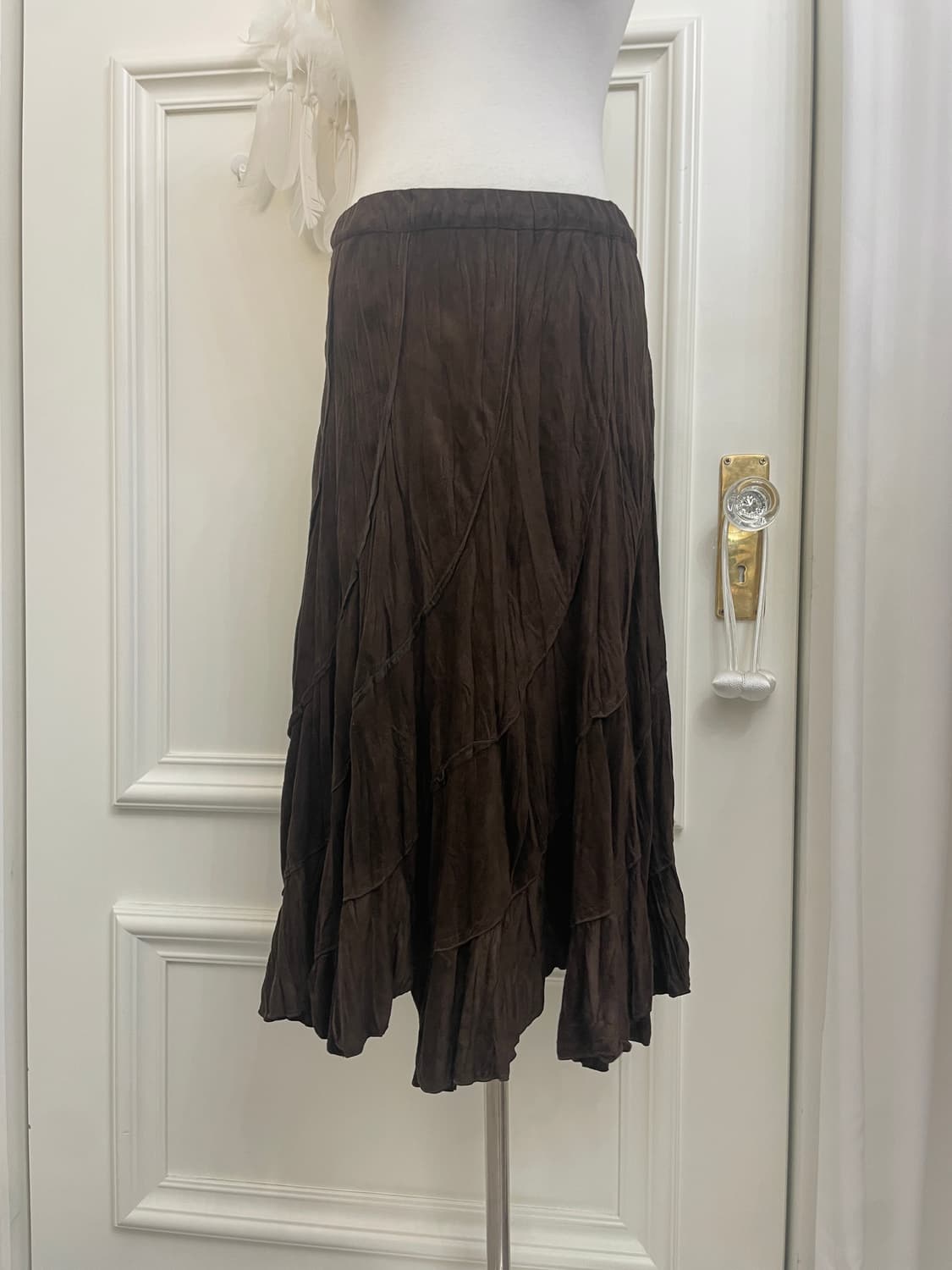 dark brown suade banding skirt(size-L) 상품이미지5