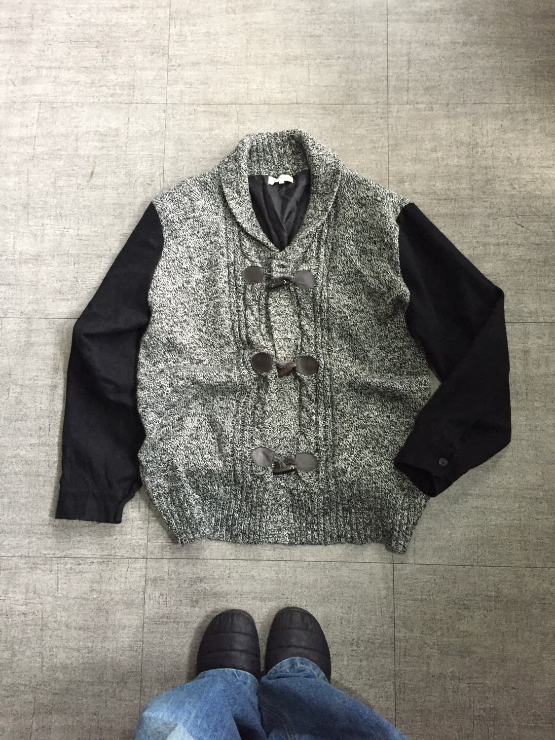 일본빈티지 Bcfactory 올드스쿨아메카지 혁오풍 더플코트니트가디건 상품이미지1