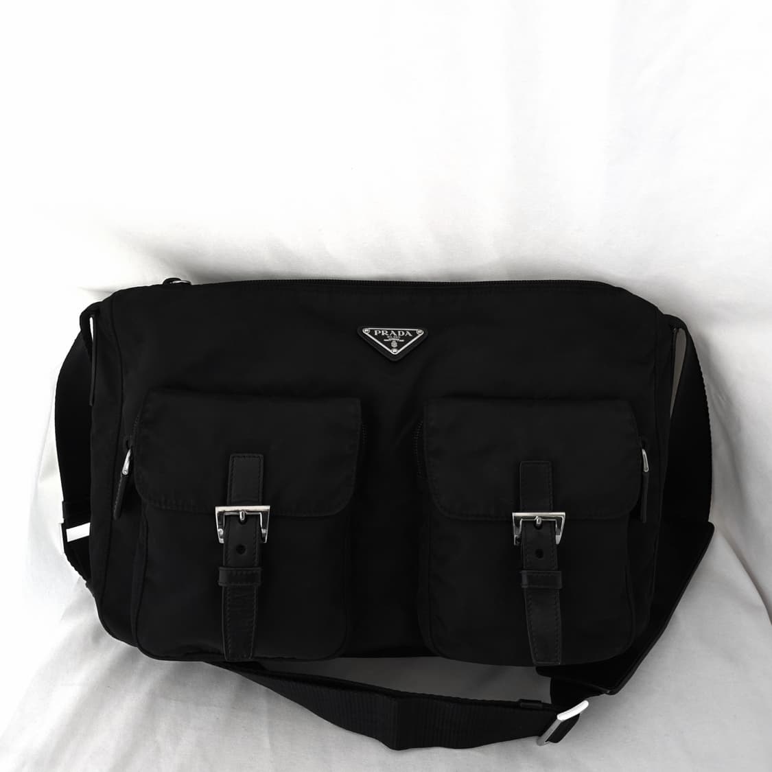 [정품 PRADA] 프라다 투포켓 지퍼 나일론 메신저백 크로스백 라지 상품이미지1