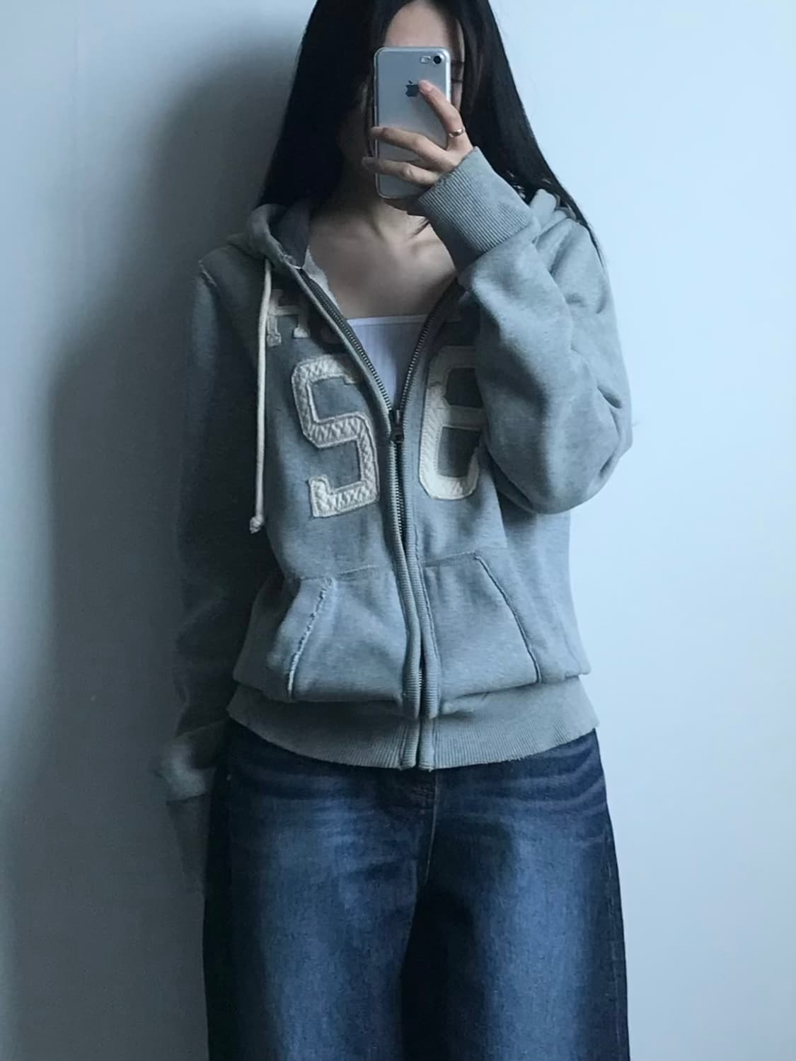 아베크롬비 y2k 와투케 그레이 헤비코튼 후드집업 상품이미지1