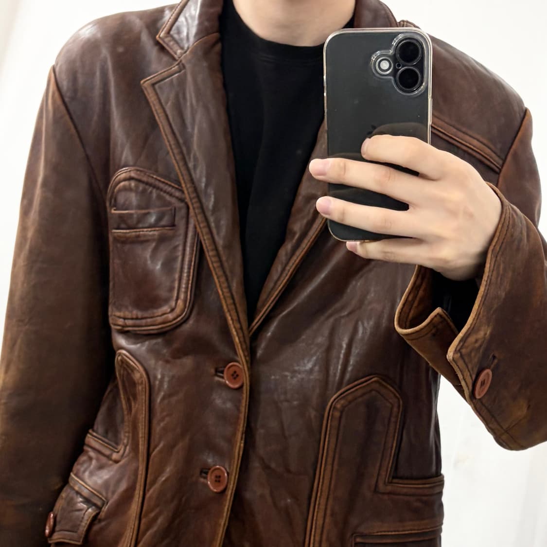 양가죽 테크니컬 블레이저 자켓 상품이미지4