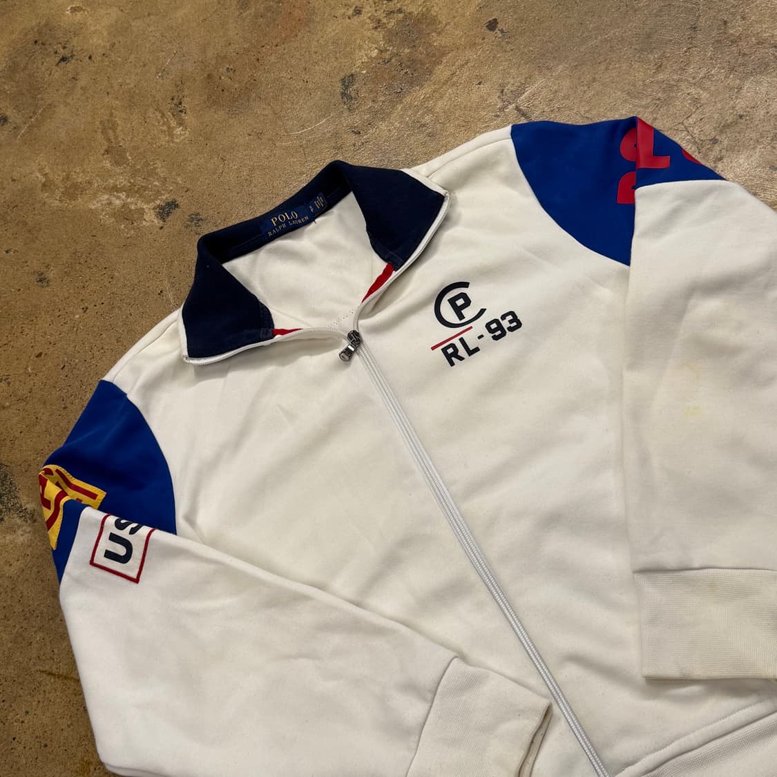 폴로 랄프로렌 흰파 패치 마킹 레이싱 st 배색 져지 집업 상품이미지1