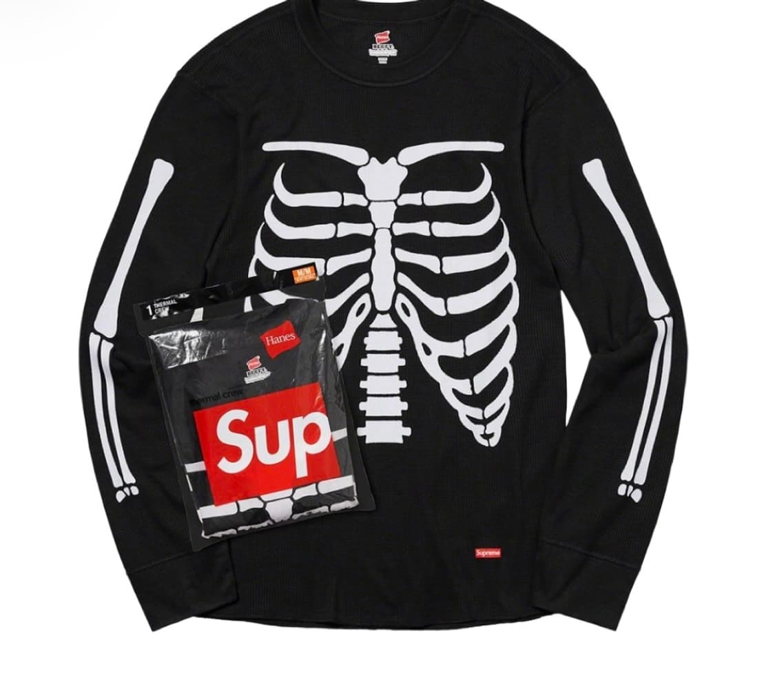슈프림 헤인즈 본즈 써멀 크루 블랙 상품이미지1