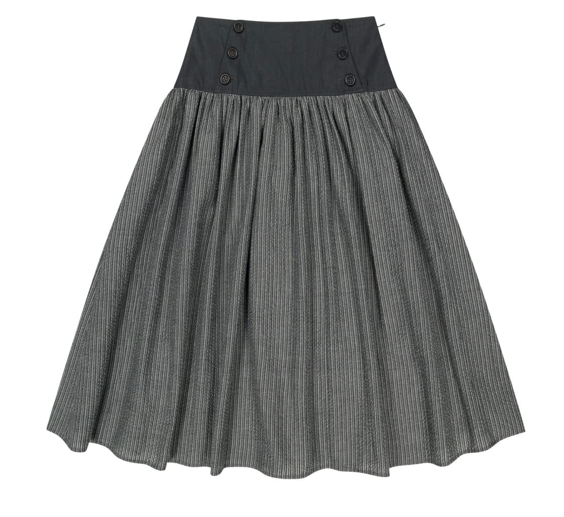 코이세이오 더블 버튼 스트라이프 스커트 블랙 상품이미지1