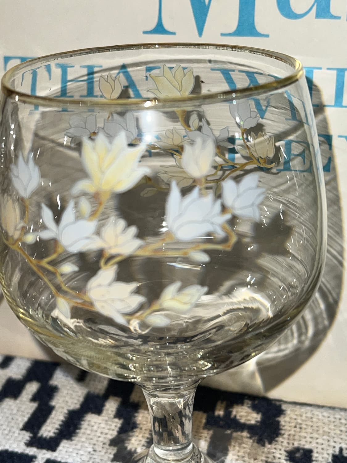 80s Korean VTG Floral Stem Glass 상품이미지7